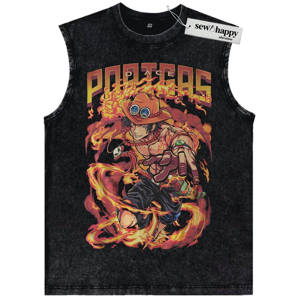 Wash Tank Top Portgas D Ace Tank Top, One Piece Tank Top, Anime Tank Top, Vintage Tank Top