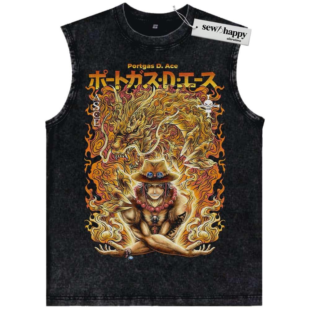 Wash Tank Top Portgas D Ace Tank Top, One Piece Tank Top, Anime Tank Top, Vintage Tank Top
