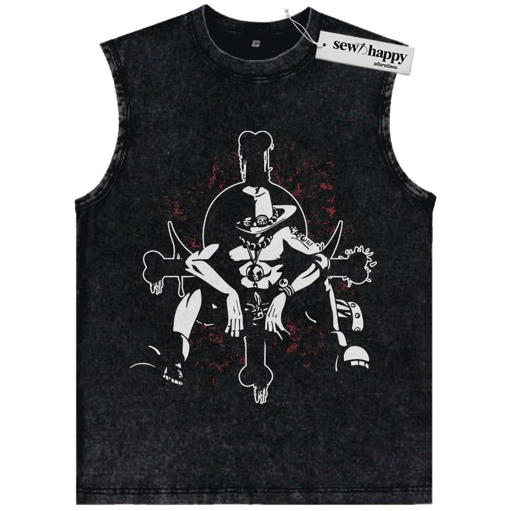 Wash Tank Top Portgas D Ace Tank Top, One Piece Tank Top, Anime Tank Top, Vintage Tank Top