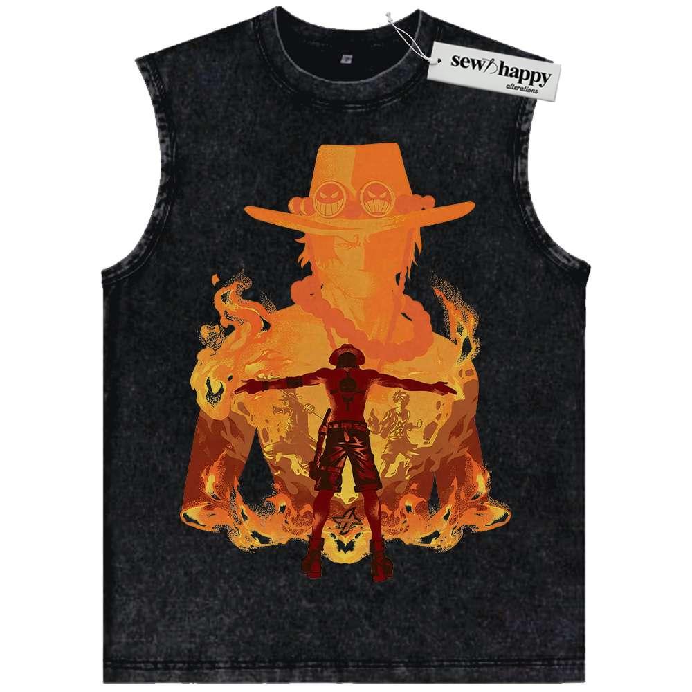 Wash Tank Top Portgas D Ace Tank Top, One Piece Tank Top, Anime Tank Top, Vintage Tank Top