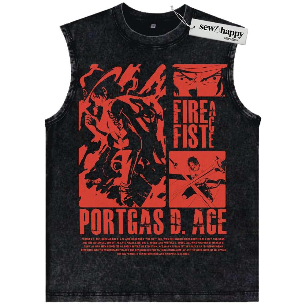 Wash Tank Top Portgas D Ace Tank Top, One Piece Tank Top, Anime Tank Top, Vintage Tank Top