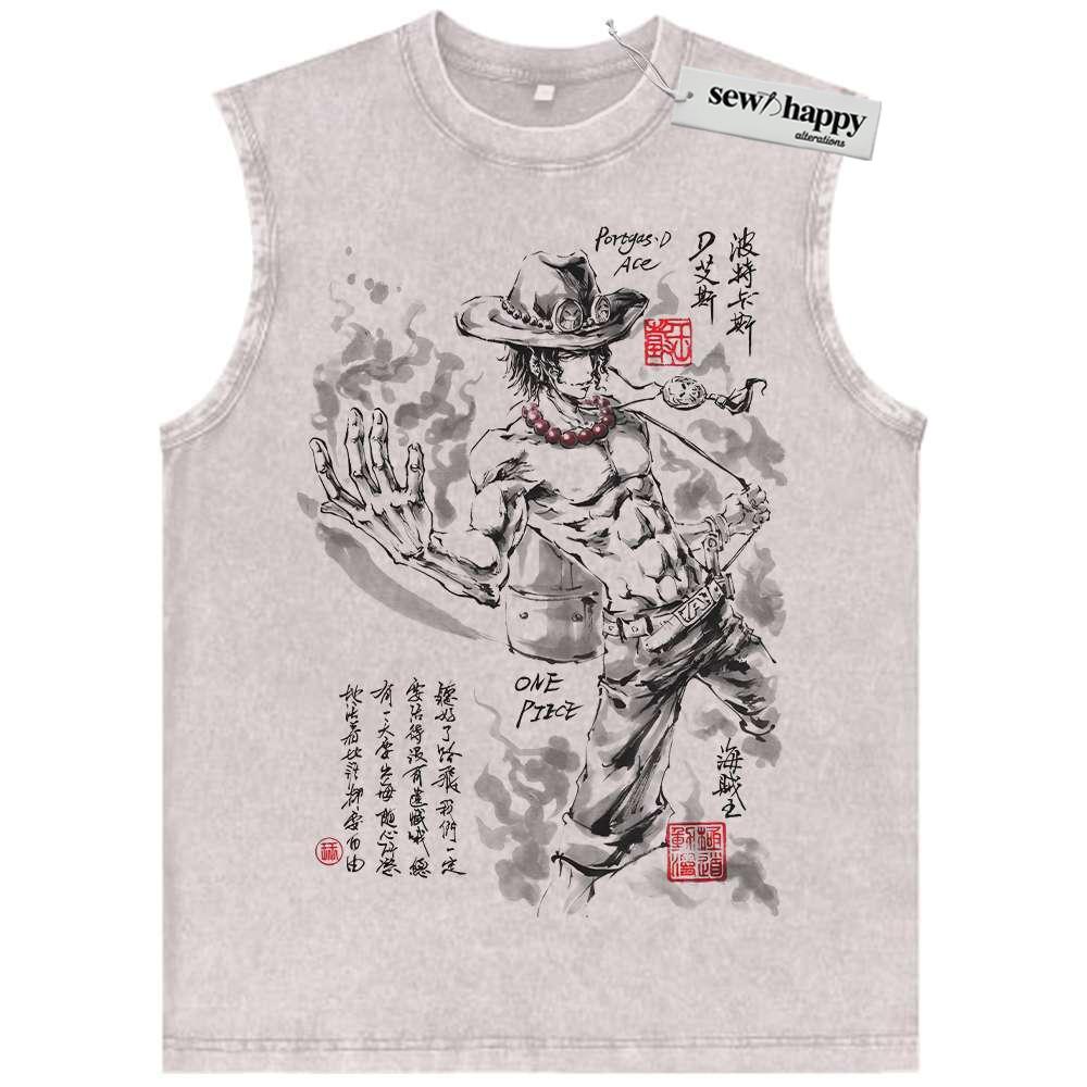 Wash Tank Top Portgas D Ace Tank Top, One Piece Tank Top, Anime Tank Top, Vintage Tank Top