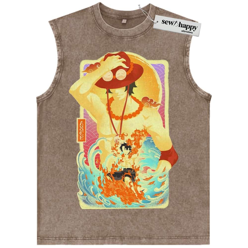 Wash Tank Top Portgas D Ace Tank Top, One Piece Tank Top, Anime Tank Top, Vintage Tank Top
