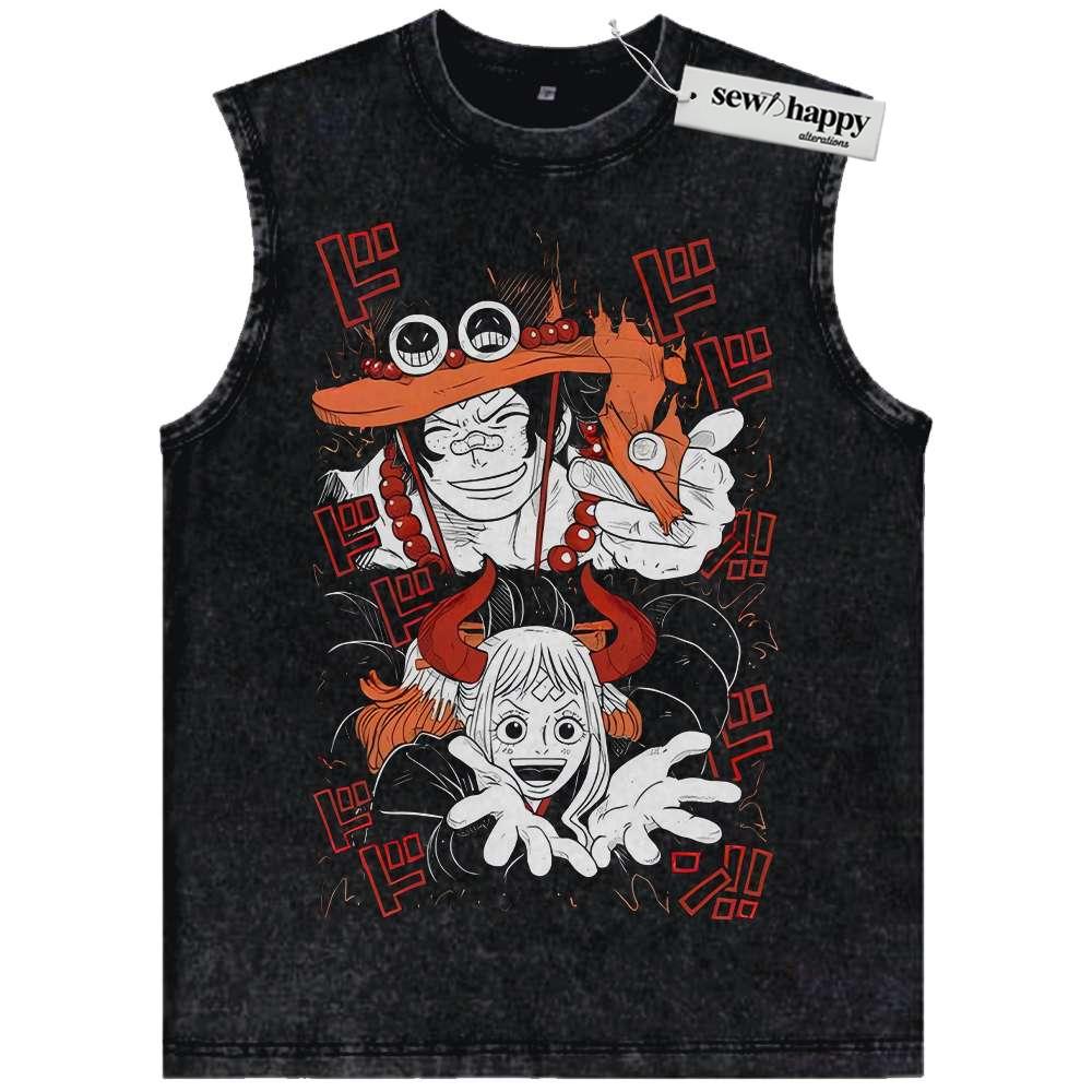 Wash Tank Top Portgas D Ace Tank Top, Yamato Tank Top, One Piece Tank Top, Anime Tank Top, Vintage Tank Top