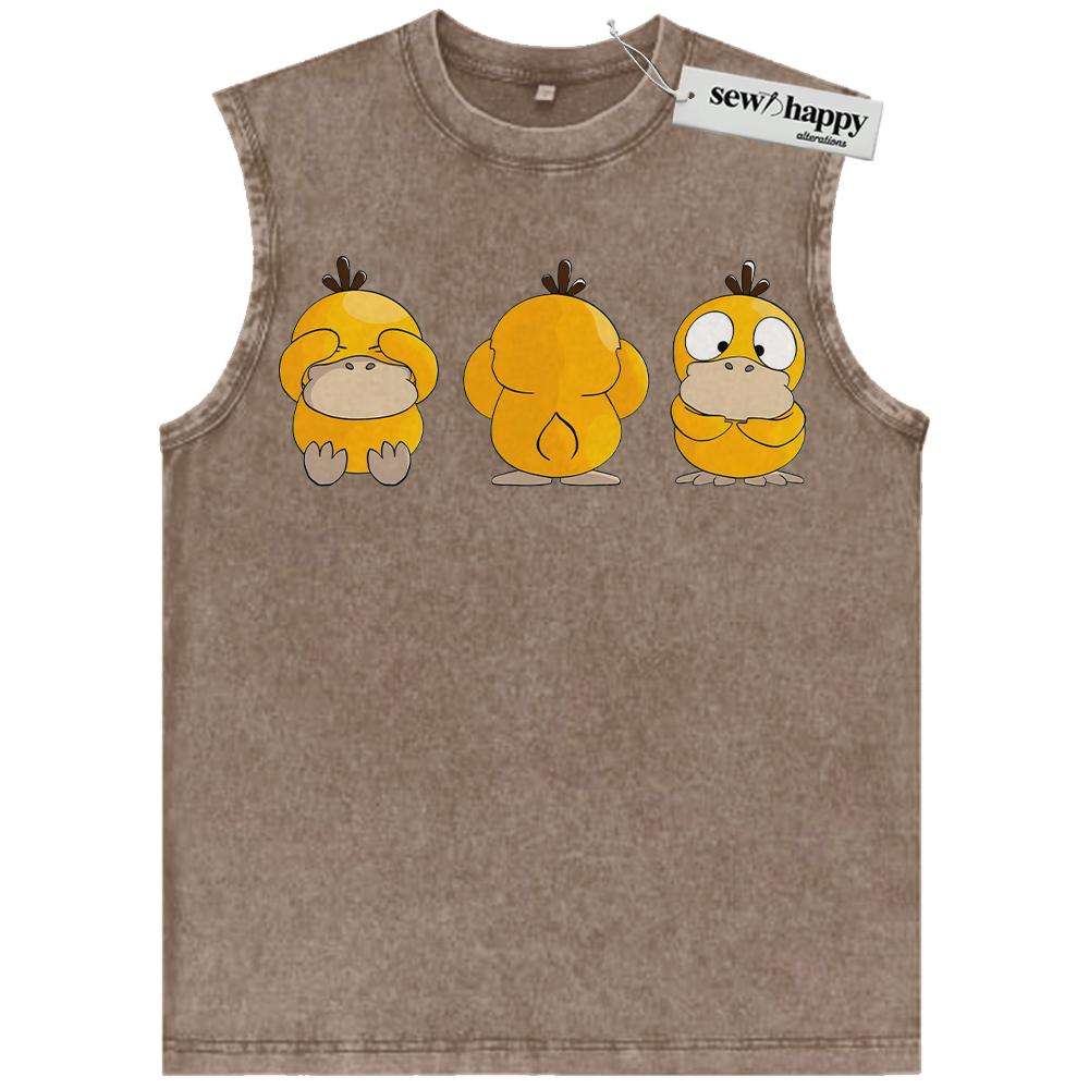Wash Tank Top Psyduck Tank Top, Pokemon Tank Top, PKM Tank Top, No Talk No Hear No See Tank Top, Anime Tank Top, Vintage Tank Top