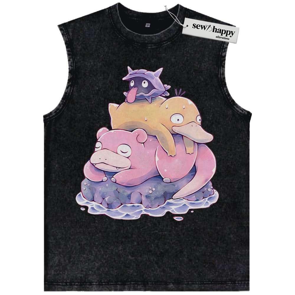 Wash Tank Top Psyduck Tank Top, Slowpoke Tank Top, Shellder Tank Top, Pokemon Tank Top, Anime Tank Top, Vintage Tank Top