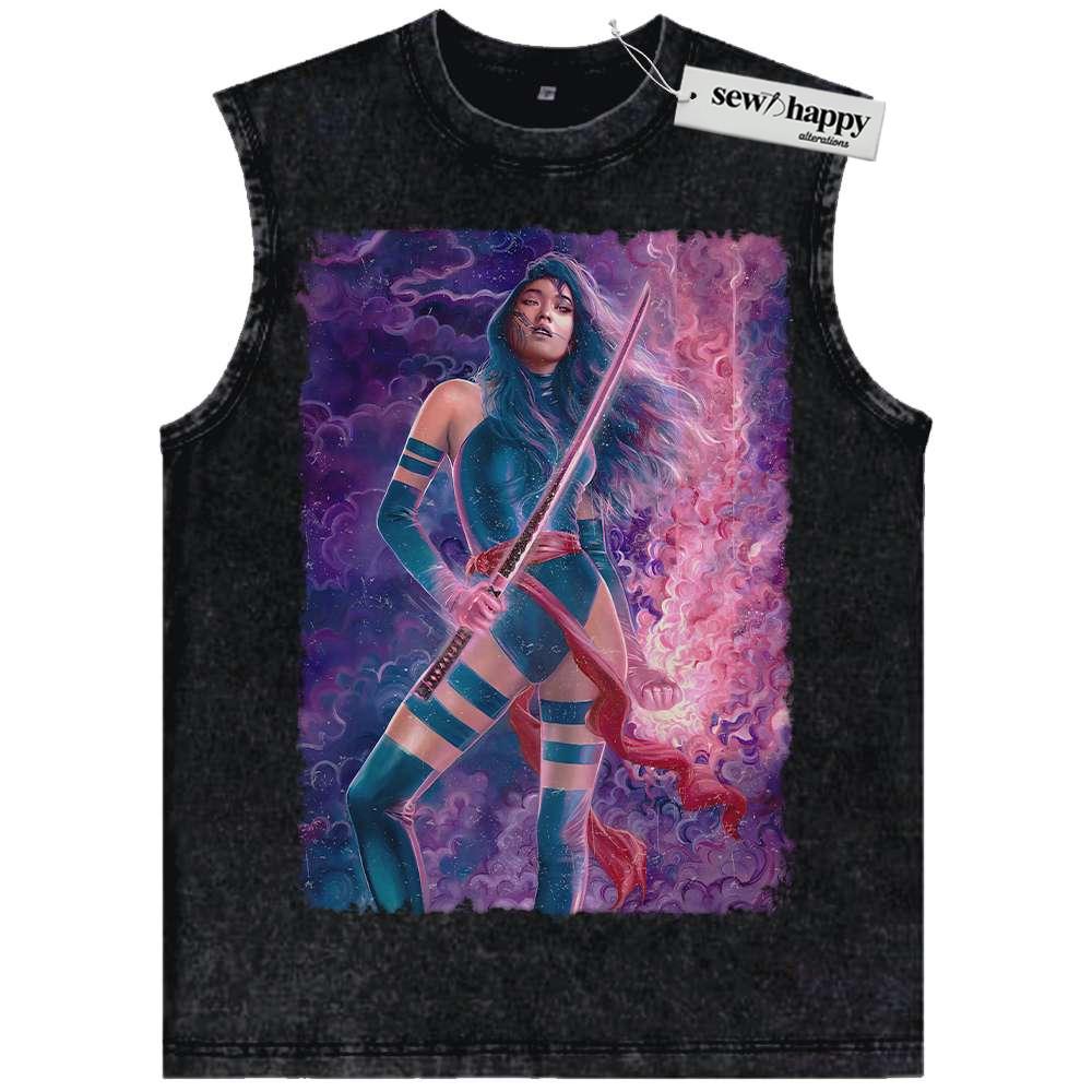 Wash Tank Top Psylocke Tank Top, X-Men Tank Top, Marvel Comics Tank Top, Vintage Tank Top