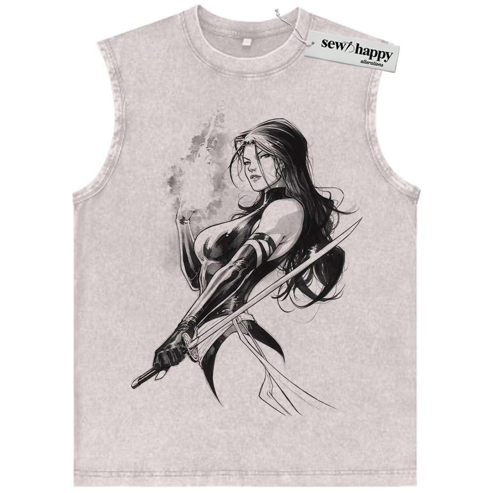 Wash Tank Top Psylocke Tank Top, X-Men Tank Top, Marvel Comics Tank Top, Vintage Tank Top