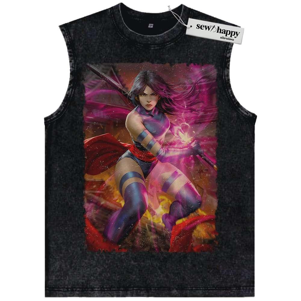 Wash Tank Top Psylocke Tank Top, X-Men Tank Top, Marvel Comics Tank Top, Vintage Tank Top
