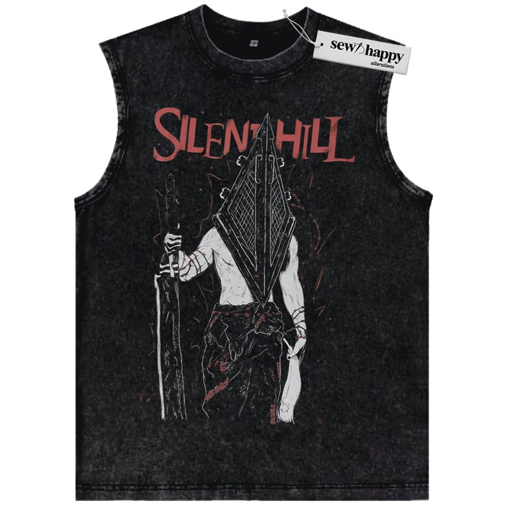 Wash Tank Top Pyramid Head Tank Top, Silent Hill Tank Top, Game Tank Top, Vintage Tank Top