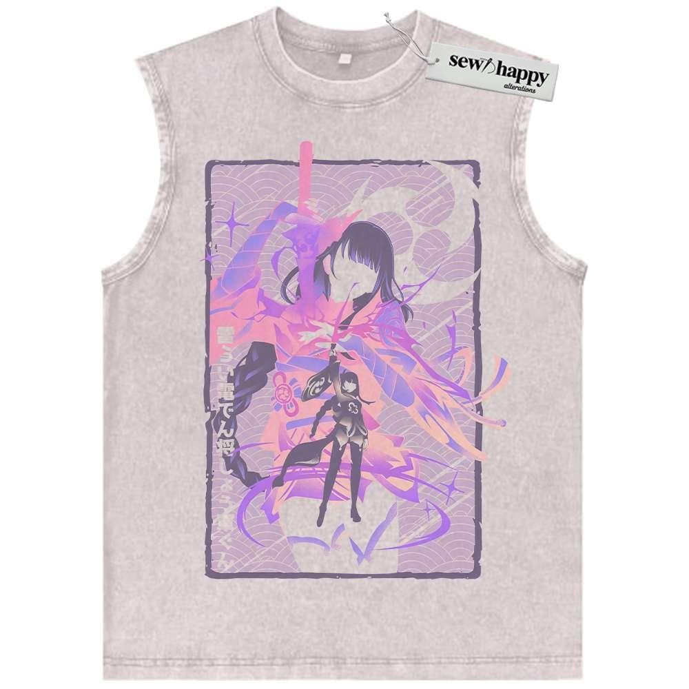 Wash Tank Top Raiden Shogun Tank Top, Genshin Impact Tank Top, Game Tank Top, Vintage Tank Top