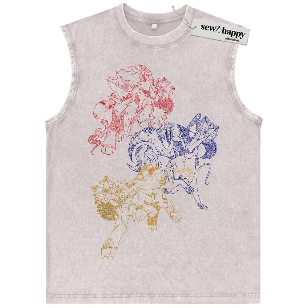 Wash Tank Top Raikou, Entei, Suicune Tank Top, Pokemon Tank Top, Anime Tank Top, Vintage Tank Top