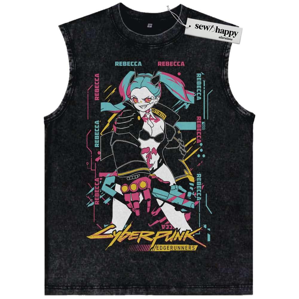 Wash Tank Top Rebecca Tank Top, Cyberpunk: Edgerunners Tank Top, Game Tank Top, Vintage Tank Top