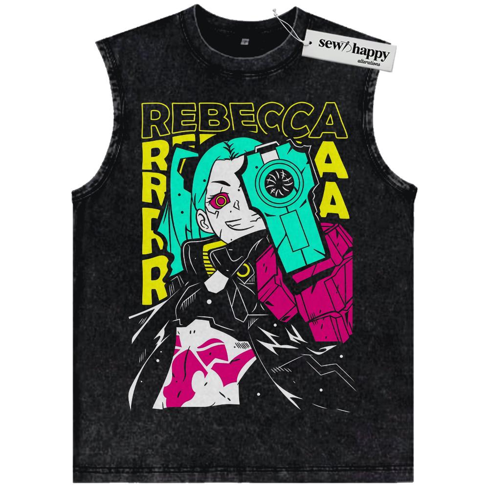 Wash Tank Top Rebecca Tank Top, Cyberpunk: Edgerunners Tank Top, Game Tank Top, Vintage Tank Top