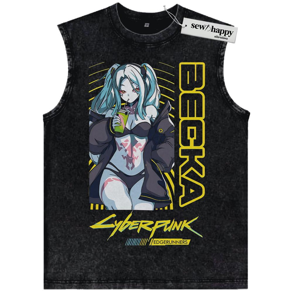 Wash Tank Top Rebecca Tank Top, Cyberpunk: Edgerunners Tank Top, Game Tank Top, Vintage Tank Top