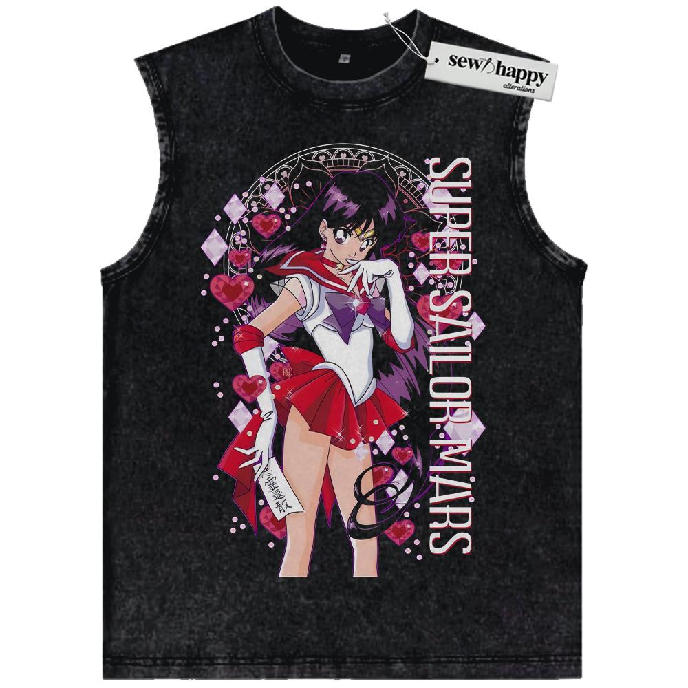 Wash Tank Top Rei Hino Shirt, Sailor Mars Shirt, Sailor Moon Shirt, Anime Shirt, Vintage Tee