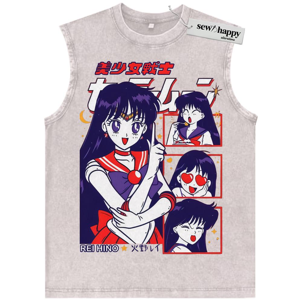 Wash Tank Top Rei Hino Tank Top, Sailor Mars Tank Top, Sailor Moon Tank Top, Anime Tank Top, Vintage Tank Top