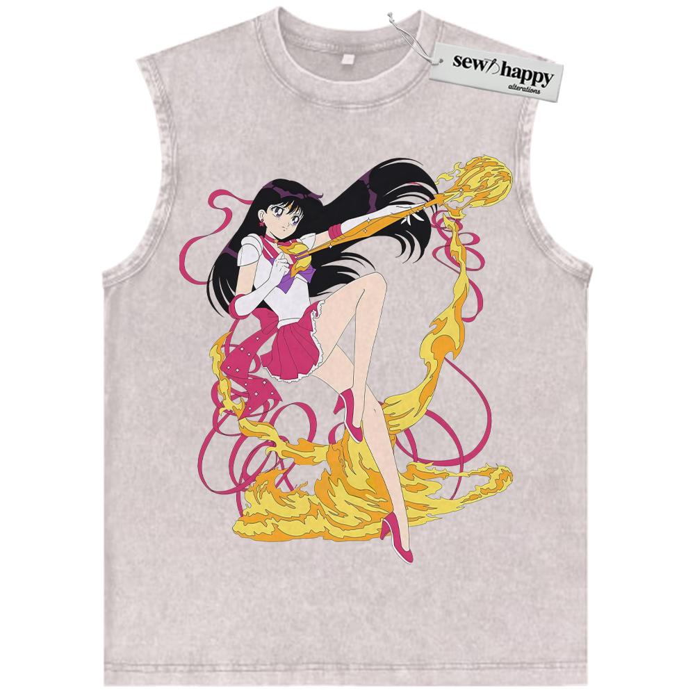 Wash Tank Top Rei Hino Tank Top, Sailor Mars Tank Top, Sailor Moon Tank Top, Anime Tank Top, Vintage Tank Top