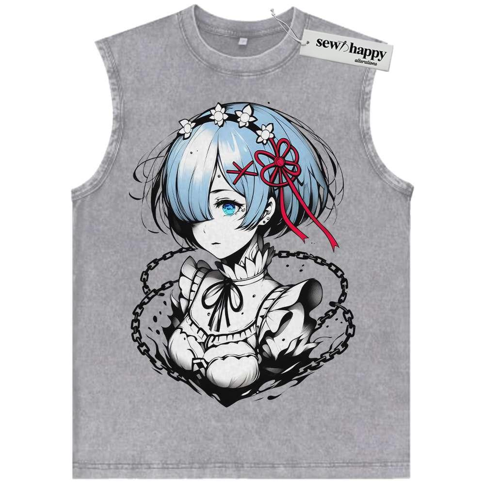 Wash Tank Top Rem Tank Top, Re:Zero Tank Top, Anime Tank Top, Vintage Tank Top