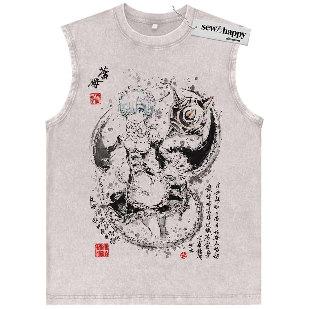 Wash Tank Top Rem Tank Top, Re:Zero Tank Top, Anime Tank Top, Vintage Tank Top