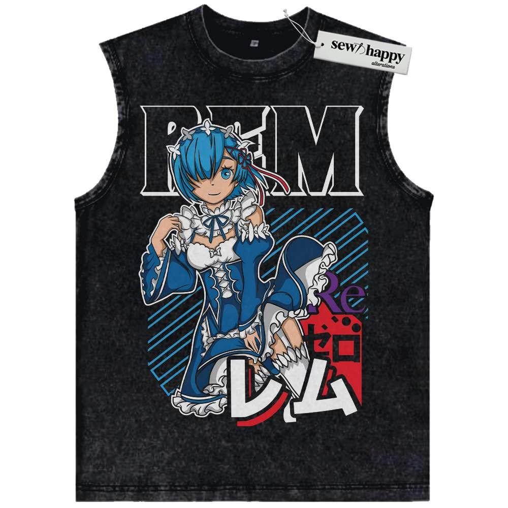 Wash Tank Top Rem Tank Top, Re:Zero Tank Top, Anime Tank Top, Vintage Tank Top