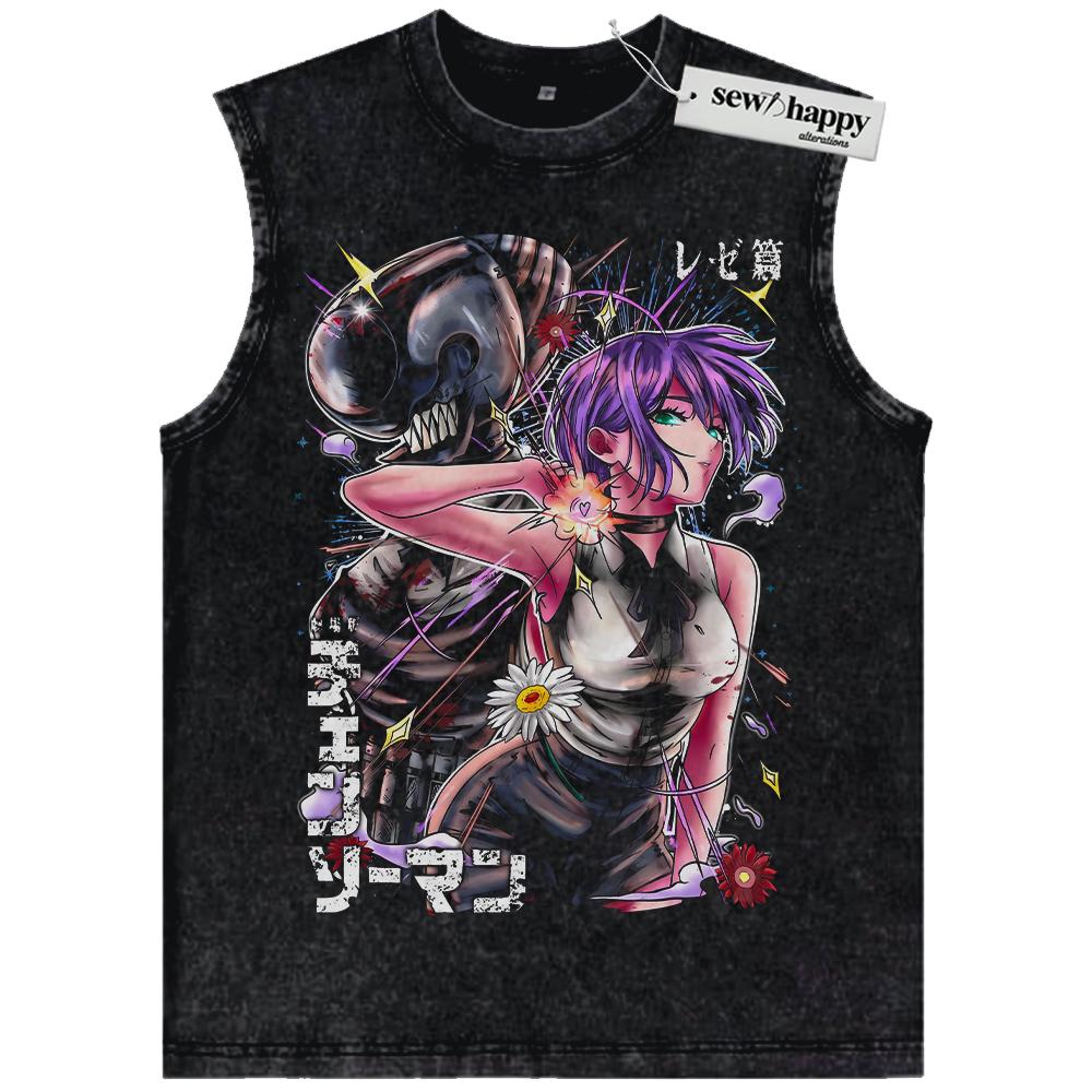 Wash Tank Top Reze Shirt, Bomb Girl Shirt, Bomb Devil Shirt, Chainsaw Man Shirt, Anime Shirt, Vintage T-Shirt