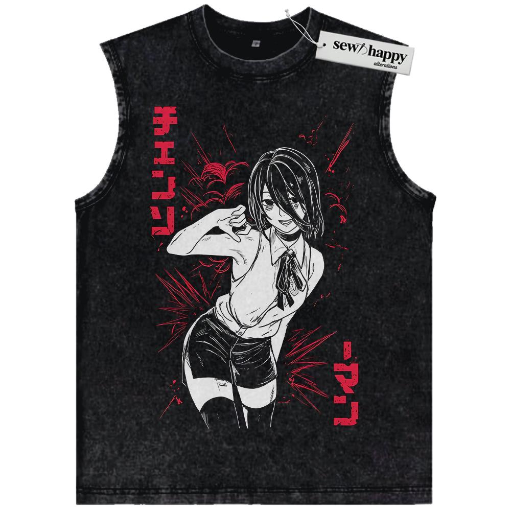Wash Tank Top Reze Tank Top, Bomb Girl Tank Top, Bomb Devil Tank Top, Chainsaw Man Tank Top, Anime Tank Top, Vintage Tank Top