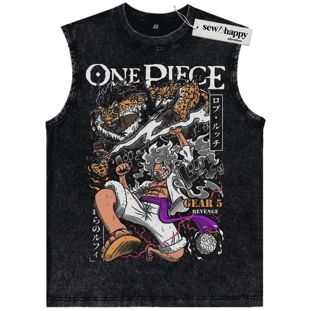 Wash Tank Top Rob Lucci vs Luffy Gear 5 Tank Top, One Piece Tank Top, Anime Tank Top, Vintage Tank Top