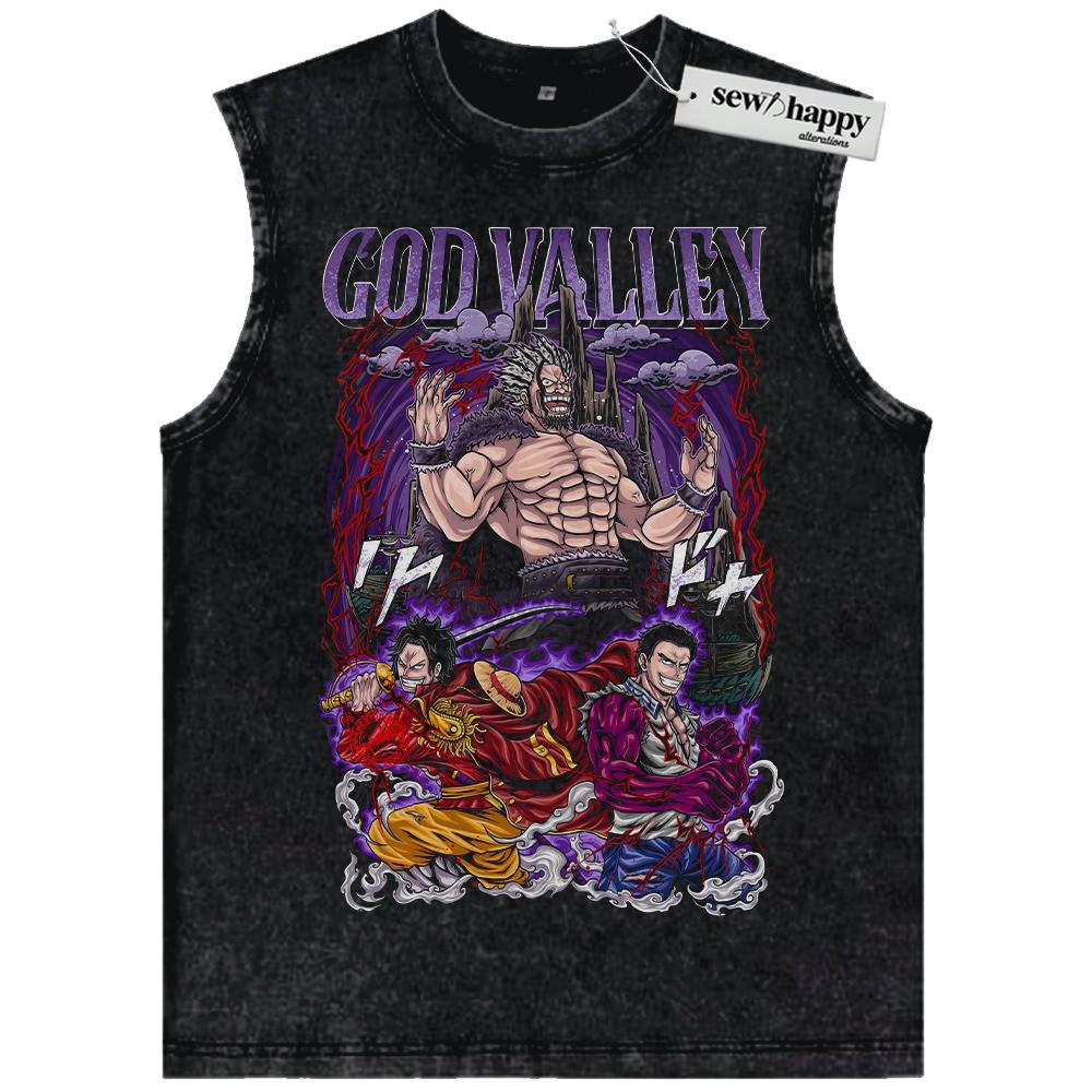 Wash Tank Top Roger Garp vs Rock Tank Top, God Valley Tank Top, One Piece Tank Top, Anime Tank Top, Vintage Tank Top