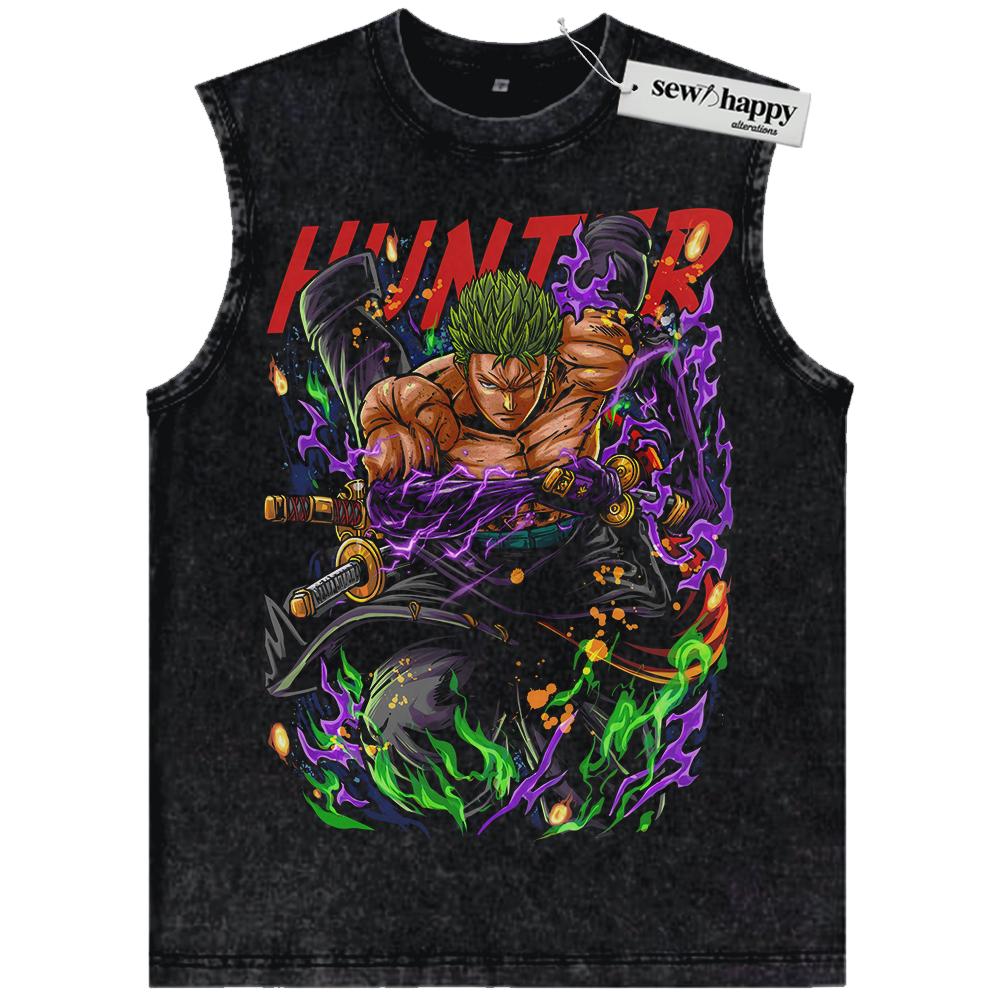 Wash Tank Top Roronoa Zoro Tank Top, One Piece Tank Top, Anime Tank Top, Vintage Tank Top