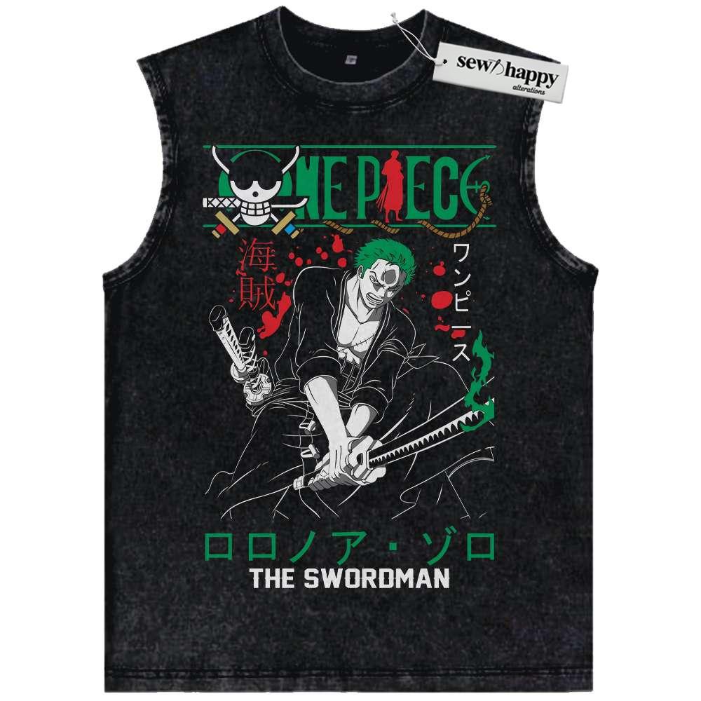 Wash Tank Top Roronoa Zoro Tank Top, One Piece Tank Top, Anime Tank Top, Vintage Tank Top