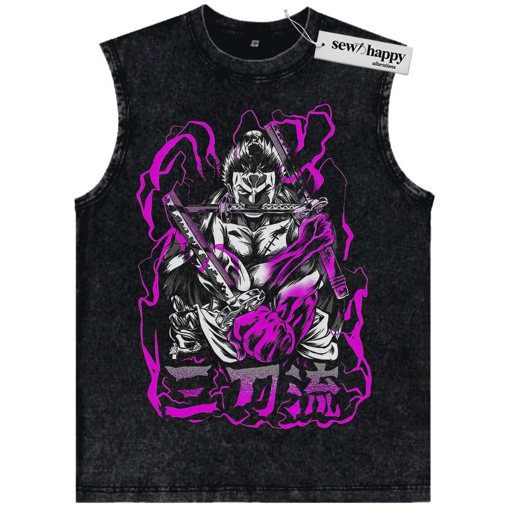 Wash Tank Top Roronoa Zoro Tank Top, One Piece Tank Top, Anime Tank Top, Vintage Tank Top