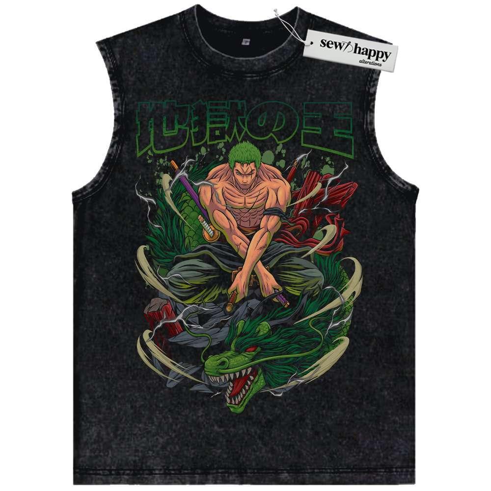 Wash Tank Top Roronoa Zoro Tank Top, One Piece Tank Top, Anime Tank Top, Vintage Tank Top
