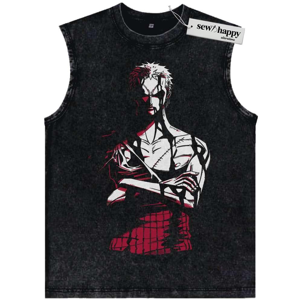 Wash Tank Top Roronoa Zoro Tank Top, One Piece Tank Top, Anime Tank Top, Vintage Tank Top
