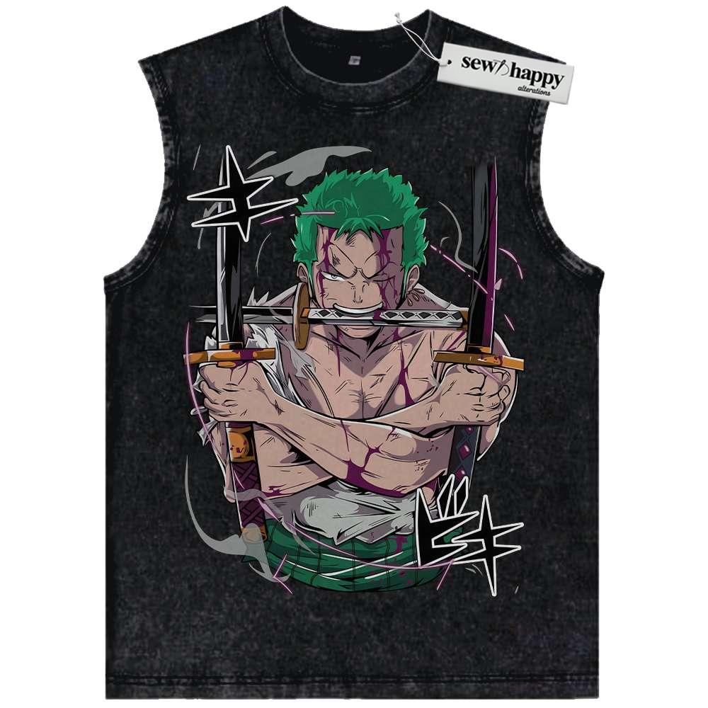 Wash Tank Top Roronoa Zoro Tank Top, One Piece Tank Top, Anime Tank Top, Vintage Tank Top