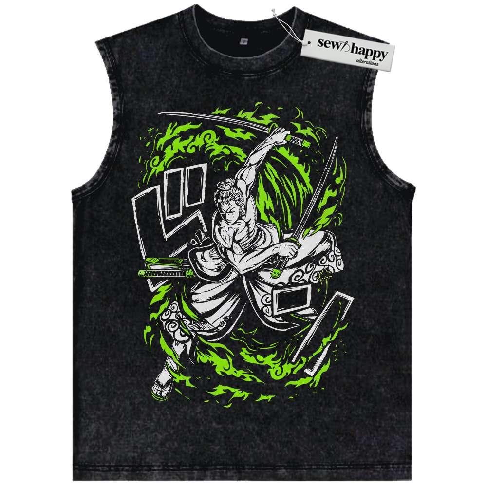 Wash Tank Top Roronoa Zoro Tank Top, One Piece Tank Top, Anime Tank Top, Vintage Tank Top