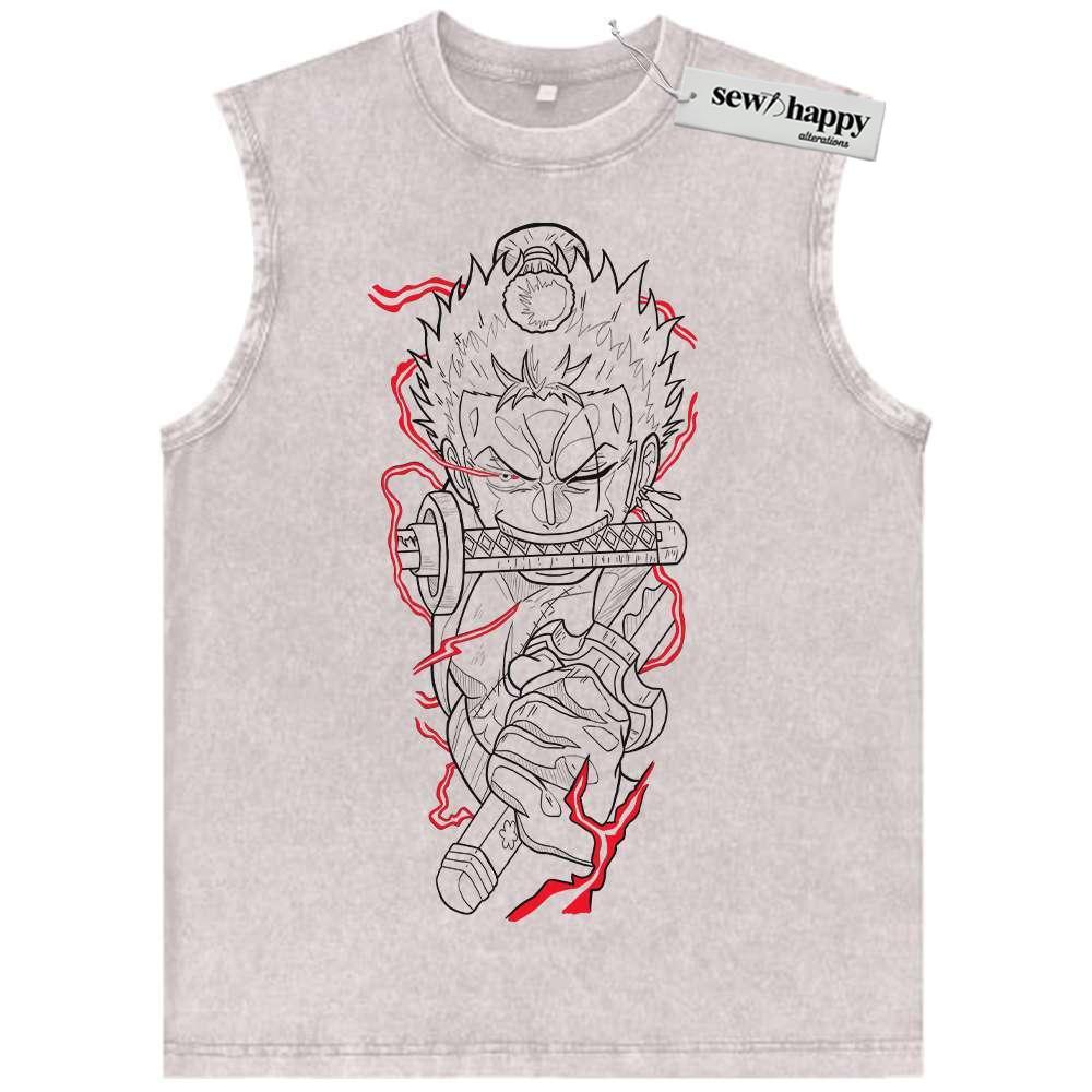 Wash Tank Top Roronoa Zoro Tank Top, One Piece Tank Top, Anime Tank Top, Vintage Tank Top