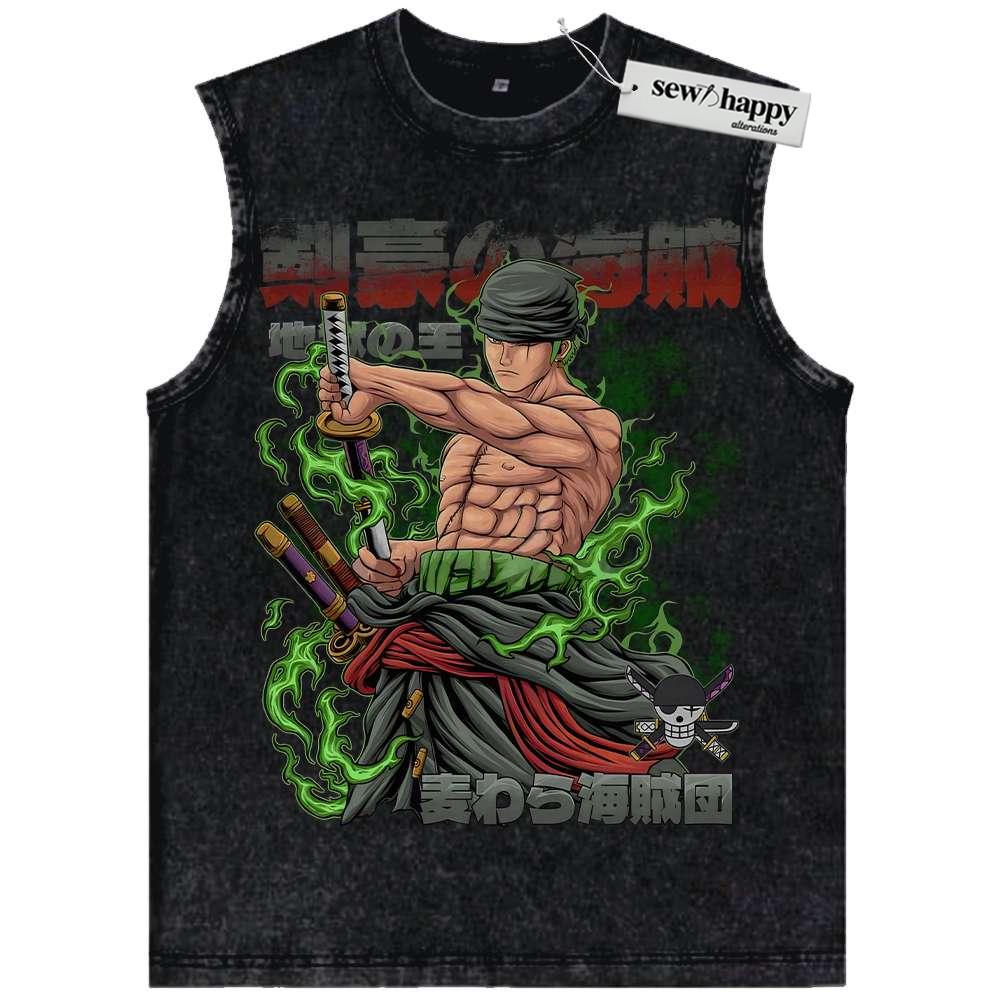 Wash Tank Top Roronoa Zoro Tank Top, One Piece Tank Top, Anime Tank Top, Vintage Tank Top