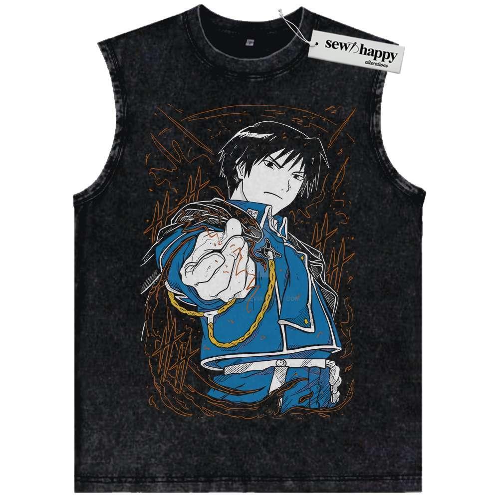 Wash Tank Top Roy Mustang Tank Top, Fullmetal Alchemist Tank Top, Anime Tank Top, Vintage Tank Top