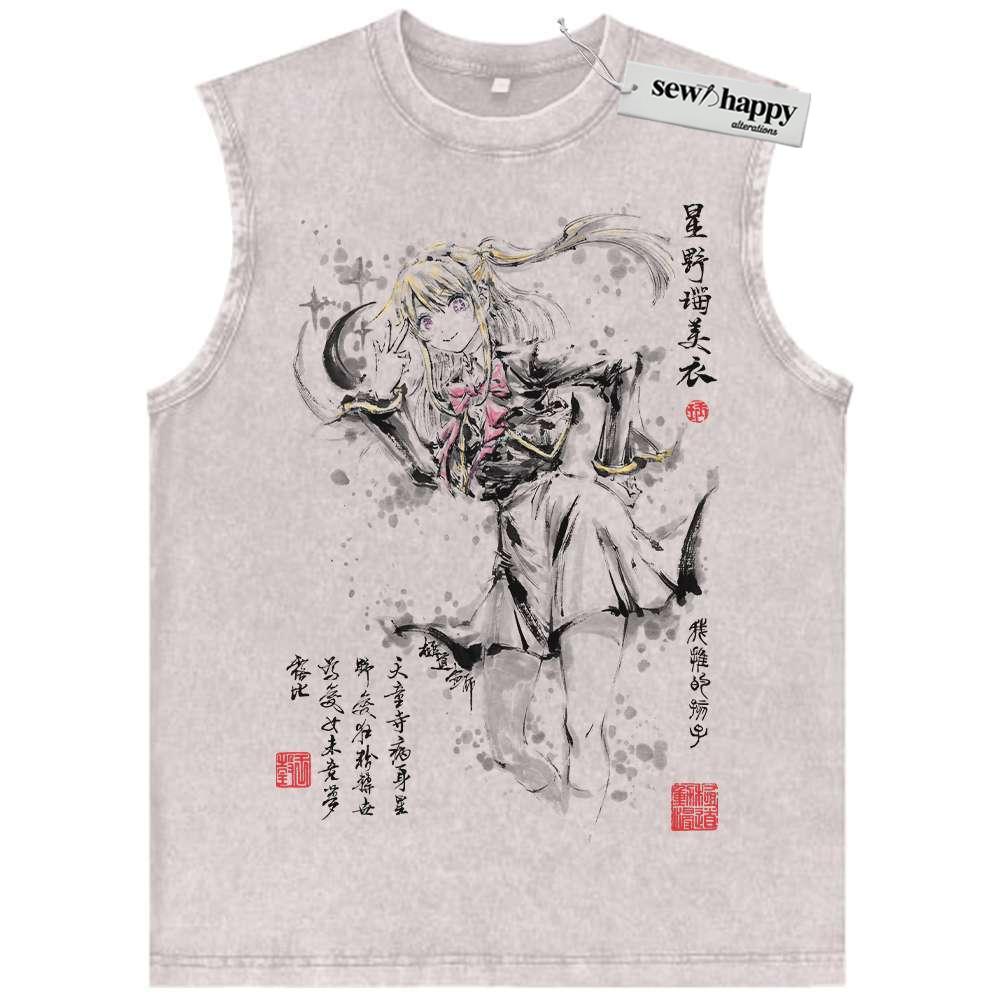 Wash Tank Top Ruby Hoshino Tank Top, Oshi no Ko Tank Top, Anime Tank Top, Vintage Tank Top