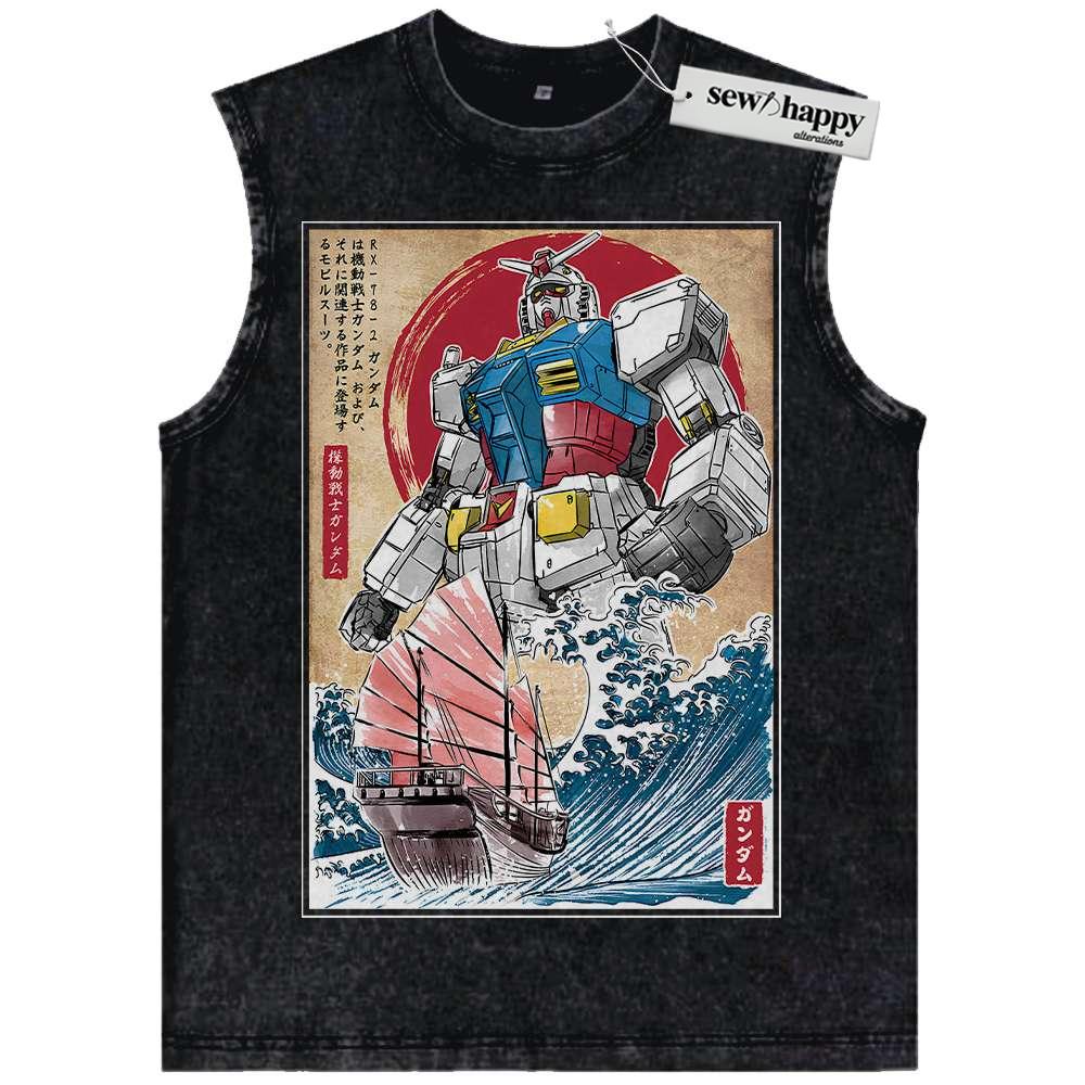 Wash Tank Top RX-78-2 Gundam Tank Top, Anime Tank Top, Vintage Tank Top