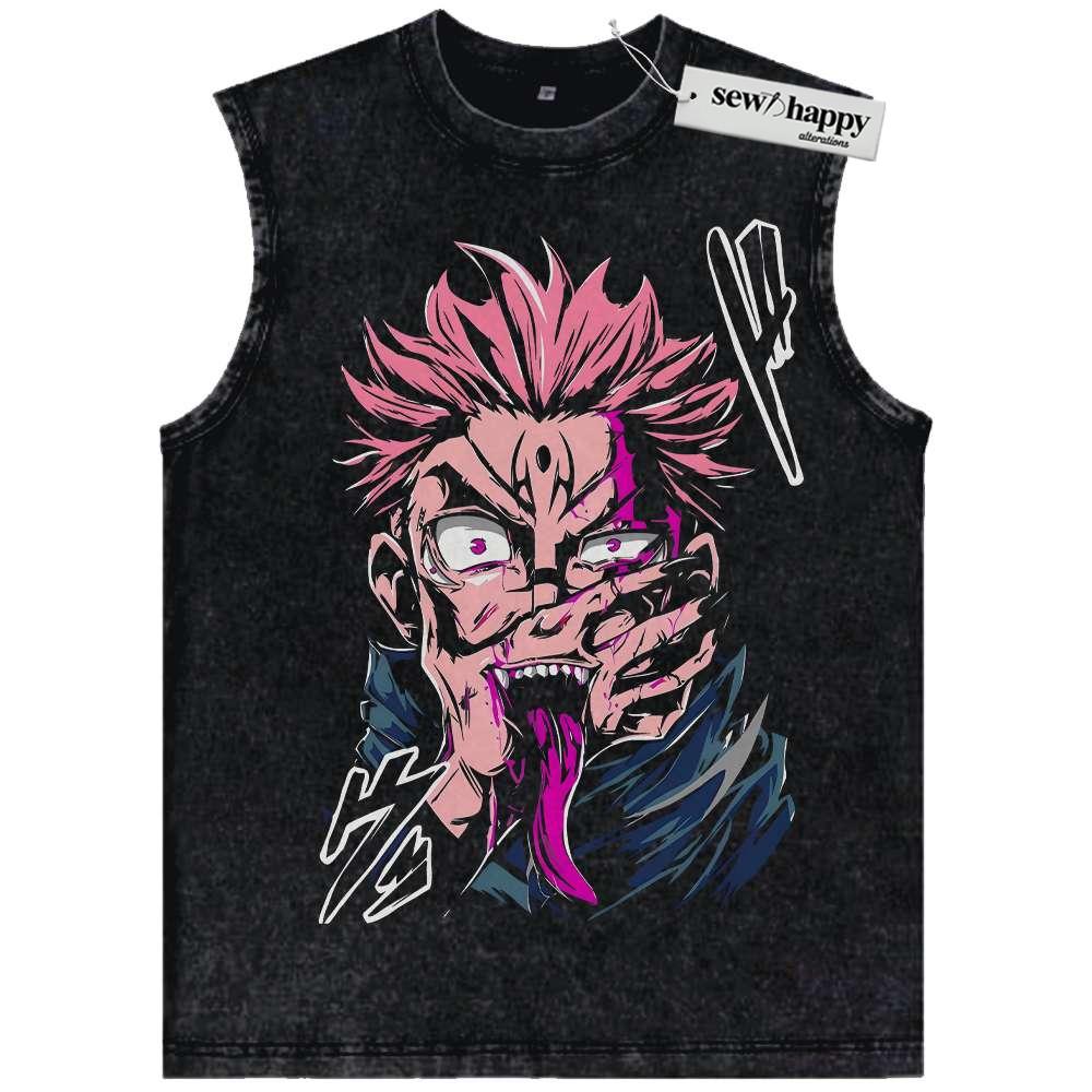 Wash Tank Top Ryomen Sukuna Tank Top, Jujutsu Kaisen Tank Top, Anime Tank Top, Vintage Tank Top