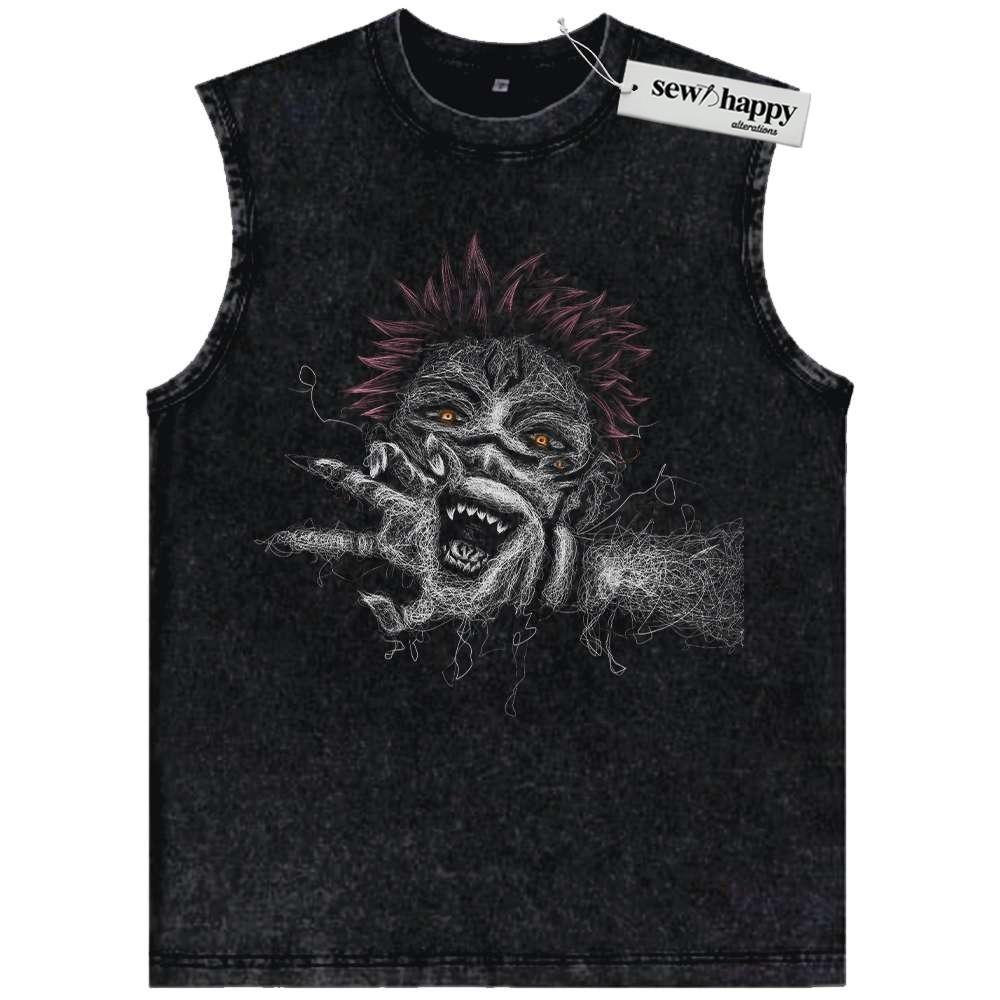Wash Tank Top Ryomen Sukuna Tank Top, Jujutsu Kaisen Tank Top, Anime Tank Top, Vintage Tank Top