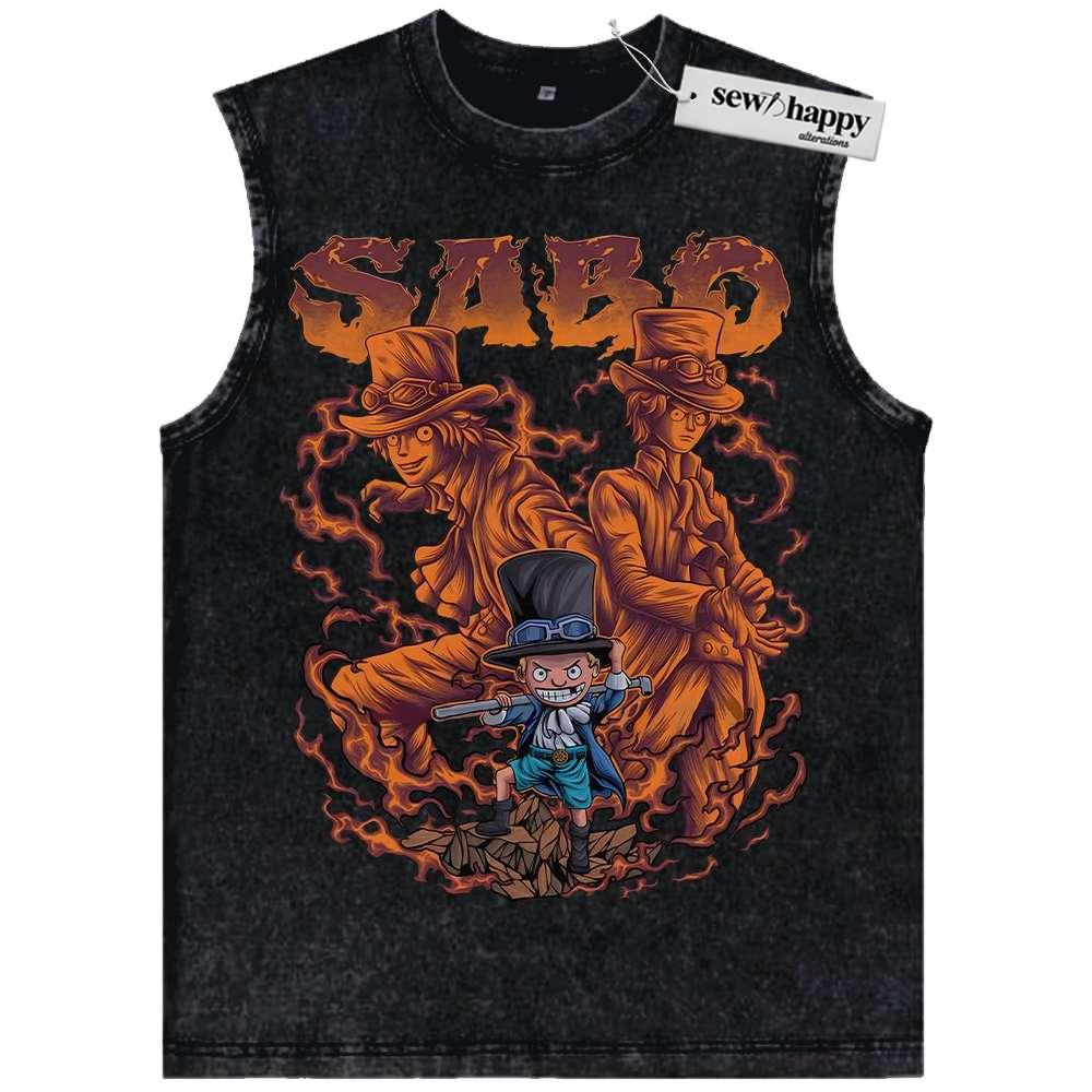 Wash Tank Top Sabo Tank Top, One Piece Tank Top, Anime Tank Top, Vintage Tank Top