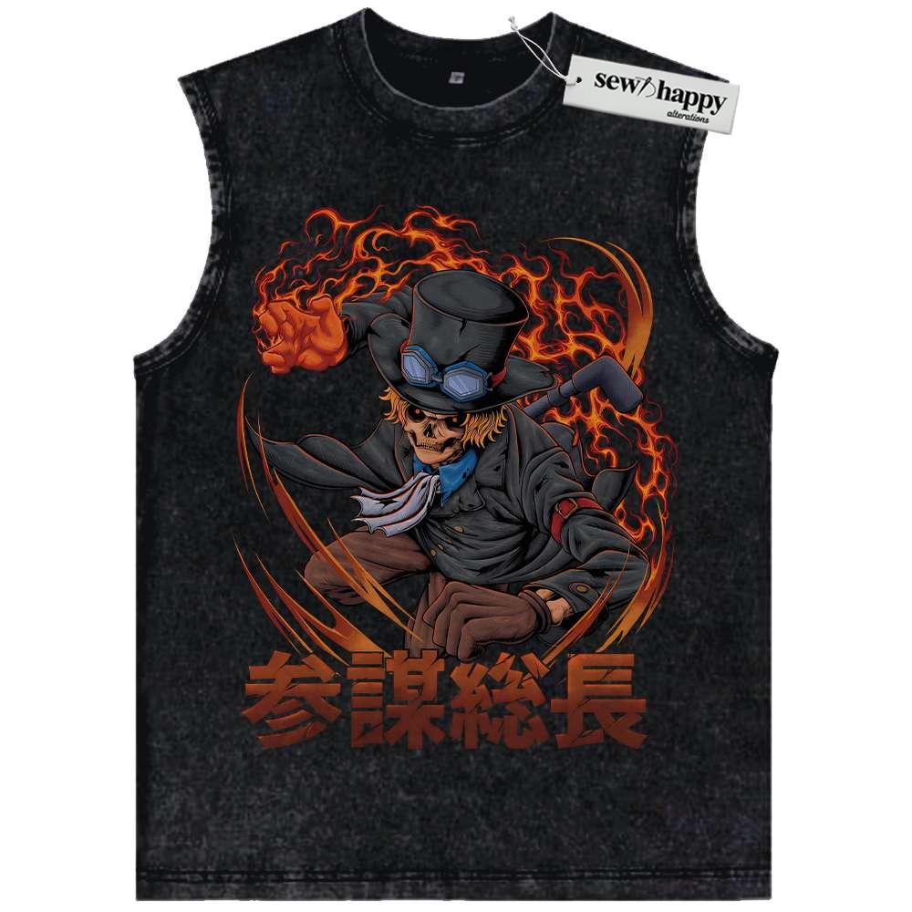 Wash Tank Top Sabo Tank Top, One Piece Tank Top, Anime Tank Top, Vintage Tank Top