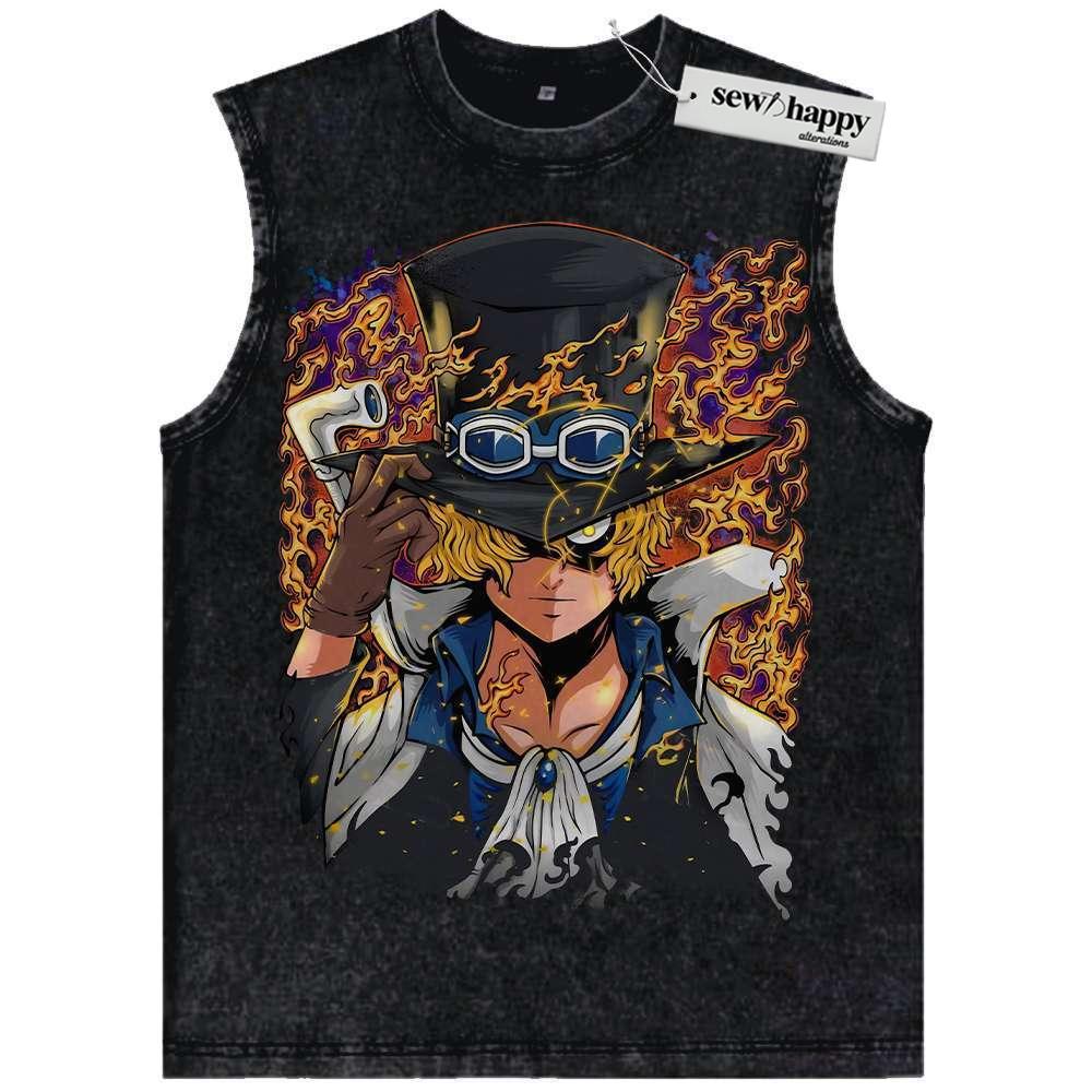 Wash Tank Top Sabo Tank Top, One Piece Tank Top, Anime Tank Top, Vintage Tank Top