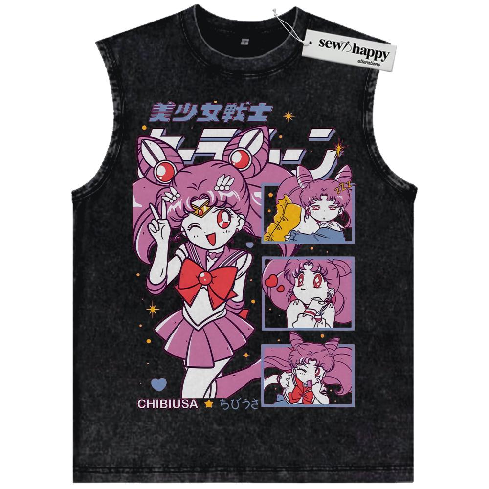 Wash Tank Top Sailor Chibi Moon Tank Top, Chibiusa Tank Top, Sailor Moon Tank Top, Anime Tank Top, Vintage Tank Top