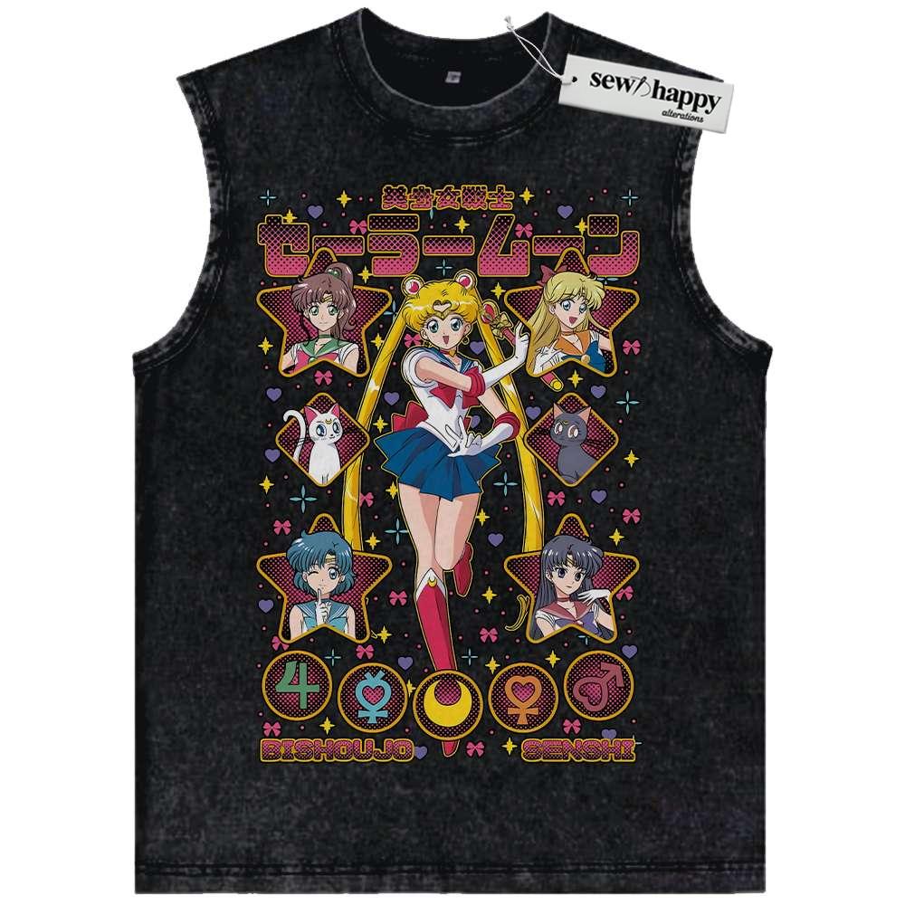 Wash Tank Top Sailor Moon Tank Top, Anime Tank Top, Vintage Tank Top