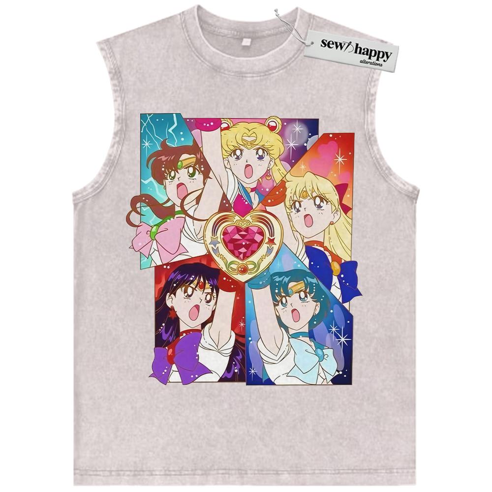 Wash Tank Top Sailor Moon Tank Top, Anime Tank Top, Vintage Tank Top