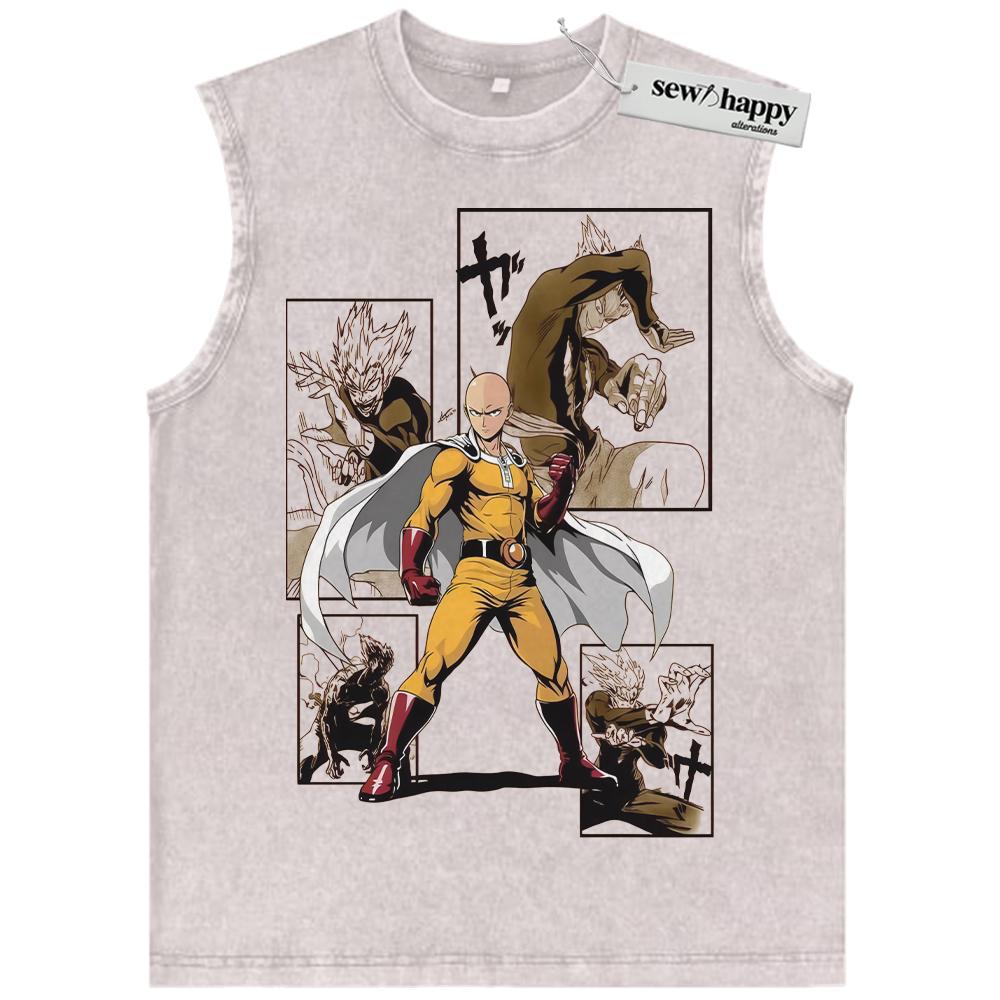 Wash Tank Top Saitama Tank Top, Garo Tank Top, One Punch Man Tank Top, Anime Tank Top, Vintage Tank Top